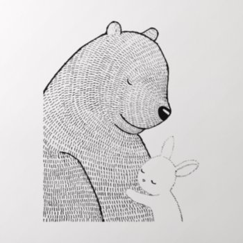 Bear And Bunny Snuggling Woodland Nursery   Wall Decal by MiKaArt at Zazzle