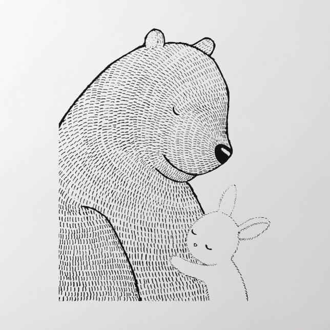 Bear and Bunny Snuggling Woodland Nursery   Wall Decal (Insitu 2)