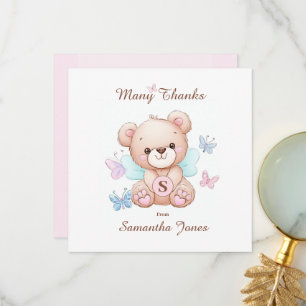 Bear and Butterflies Personalized Thank You Card