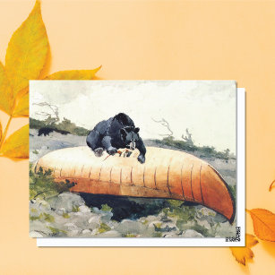 Bear and Canoe Winslow Homer Postcard