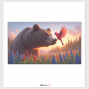 Bear and Cardinal Water Bottle Sticker