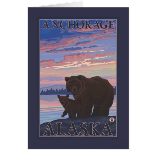 Bear and Cub - Anchorage, Alaska Cards (Front)