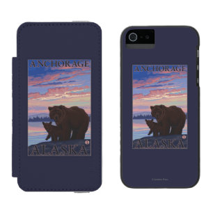 Bear and Cub - Anchorage, Alaska iPhone SE/5/5s Wallet Case