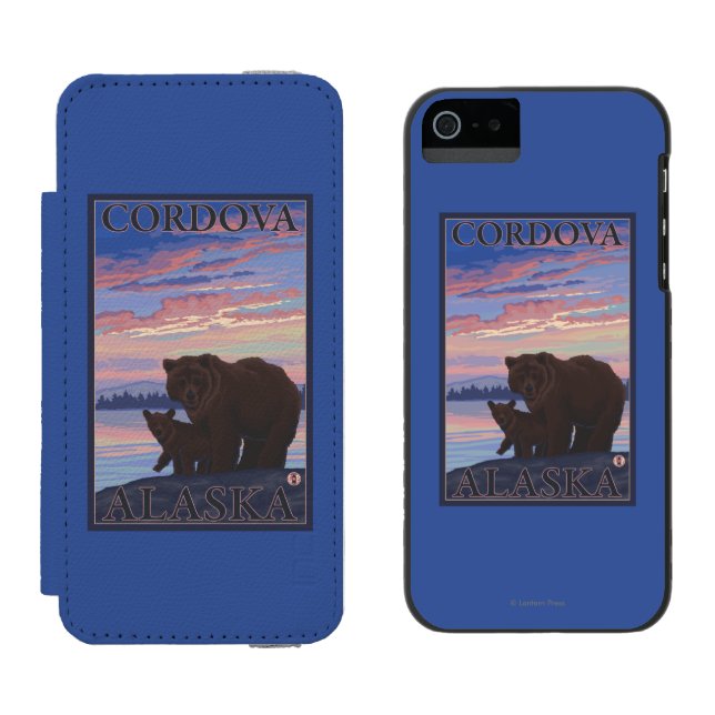 Bear and Cub - Cordova, Alaska Incipio iPhone Wallet Case (Side by Side)