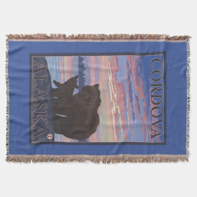 Bear and Cub - Cordova, Alaska Throw Blanket (Front)