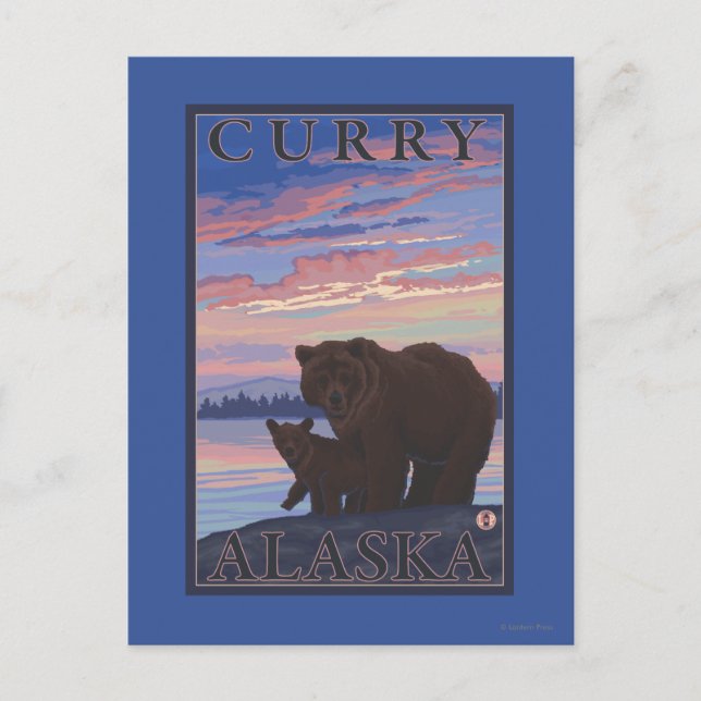 Bear and Cub - Curry, Alaska Postcard (Front)