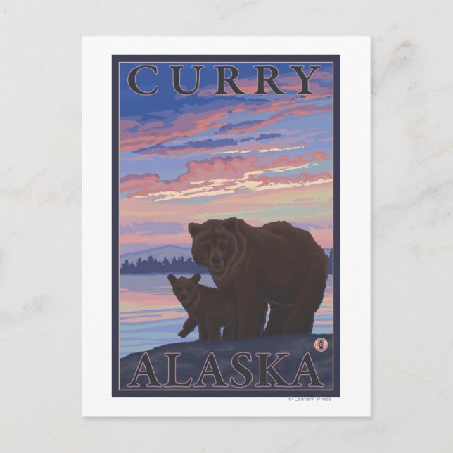 Bear and Cub - Curry, Alaska Postcard (Front)