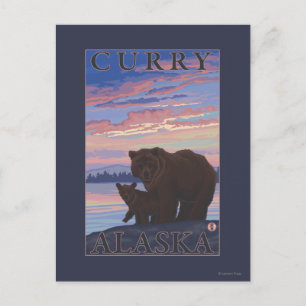 Bear and Cub - Curry, Alaska Postcard