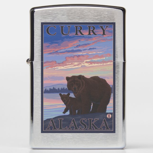 Bear and Cub - Curry, Alaska Zippo Lighter (Front)