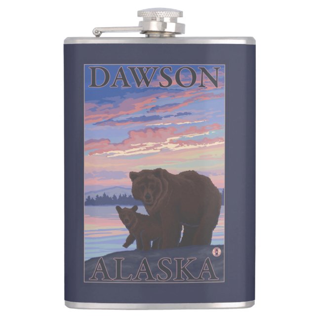 Bear and Cub - Dawson, Alaska Flask (Front)