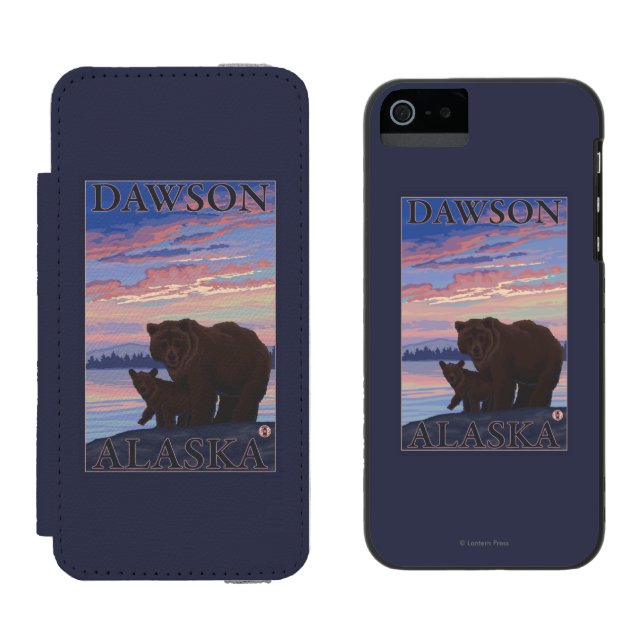 Bear and Cub - Dawson, Alaska Incipio iPhone Wallet Case (Side by Side)