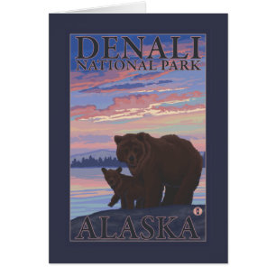 Bear and Cub - Denali National Park, Alaska Cards
