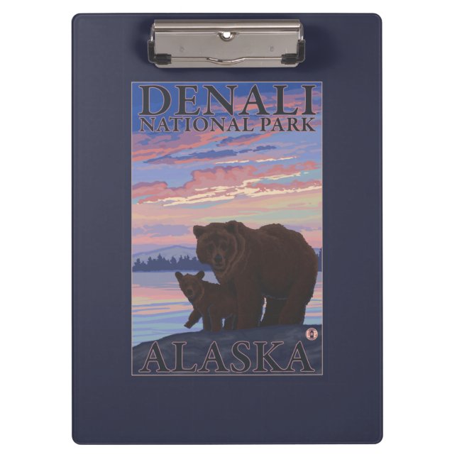 Bear and Cub - Denali National Park, Alaska Clipboard (Front)