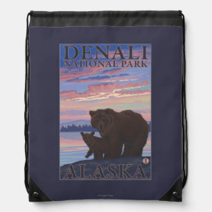 Bear and Cub - Denali National Park, Alaska Drawstring Bag