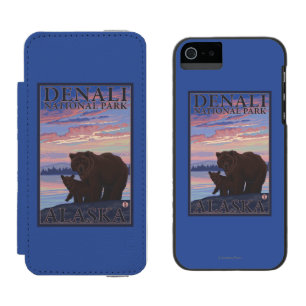 Bear and Cub - Denali National Park, Alaska Wallet Case For iPhone SE/5/5s
