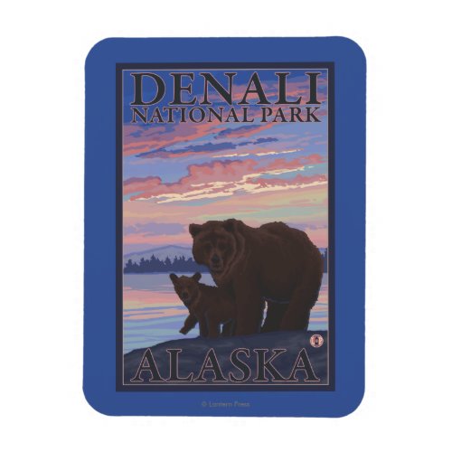 Bear and Cub _ Denali National Park Alaska Magnet