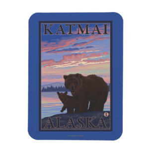 Bear and Cub - Katmai, Alaska Magnet