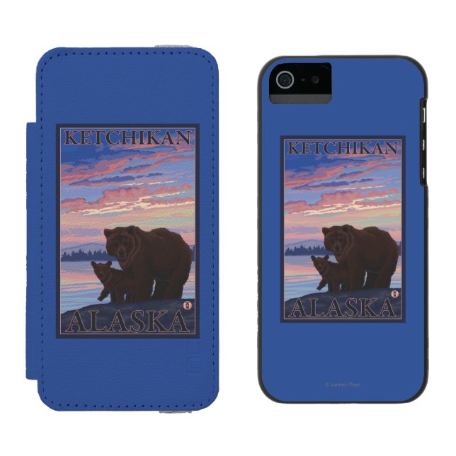 Bear and Cub - Ketchikan, Alaska Incipio iPhone Wallet Case (Side by Side)