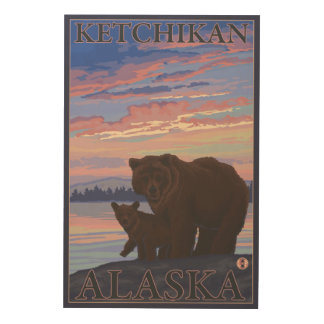 Bear and Cub - Ketchikan, Alaska Wood Wall Art