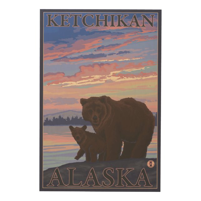 Bear and Cub - Ketchikan, Alaska Wood Wall Art (Front)