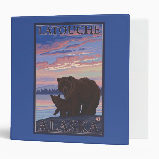 Bear and Cub - Latouche, Alaska 3 Ring Binder (Front/Inside)