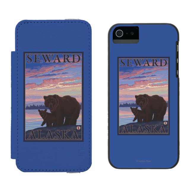 Bear and Cub - Seward, Alaska Incipio iPhone Wallet Case (Side by Side)