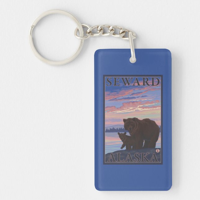 Bear and Cub - Seward, Alaska Keychain (Front)