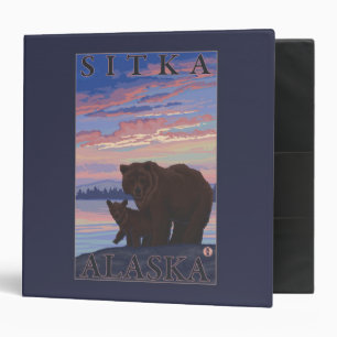 Bear and Cub - Sitka, Alaska 3 Ring Binder