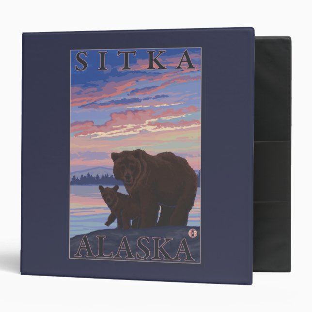 Bear and Cub - Sitka, Alaska 3 Ring Binder (Front/Inside)