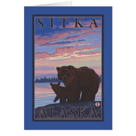 Bear and Cub - Sitka, Alaska Cards (Front)