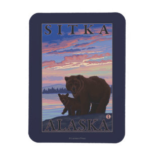 Bear and Cub - Sitka, Alaska Magnet