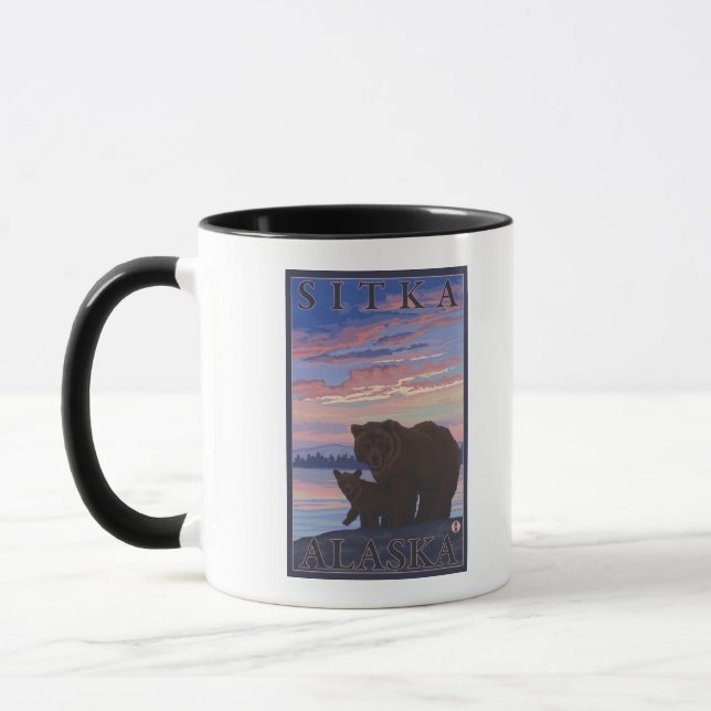 Bear and Cub - Sitka, Alaska Mug (Left)