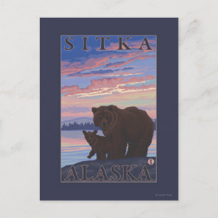 Bear and Cub - Sitka, Alaska Postcard