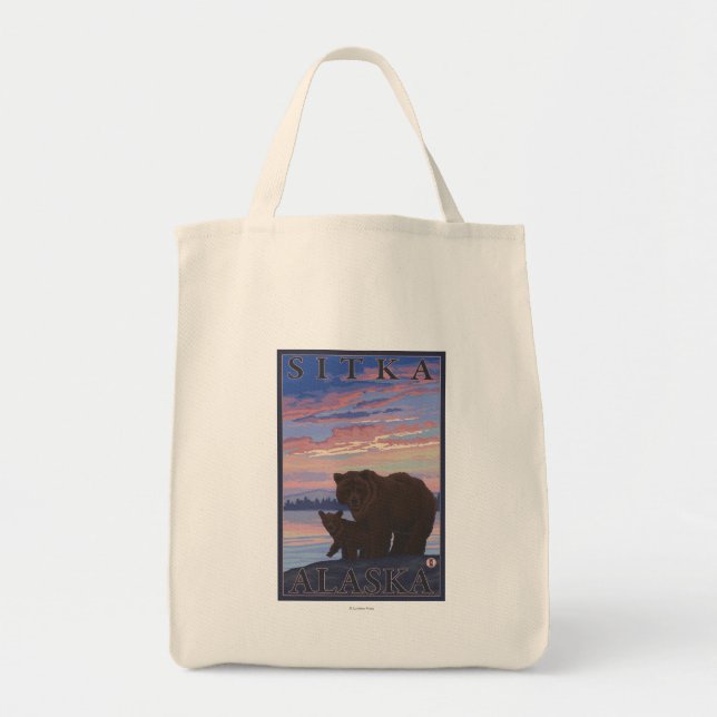 Bear and Cub - Sitka, Alaska Tote Bag (Front)