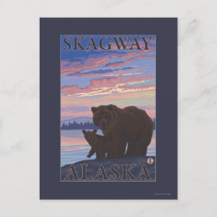 Bear and Cub - Skagway, Alaska Postcard