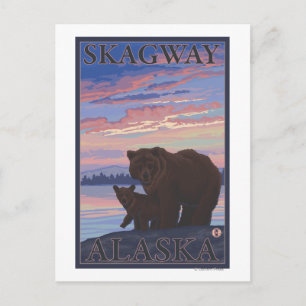Bear and Cub - Skagway, Alaska Postcard