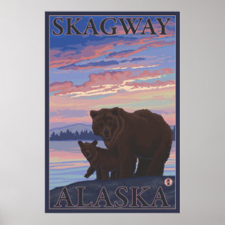 Bear and Cub - Skagway, Alaska Poster