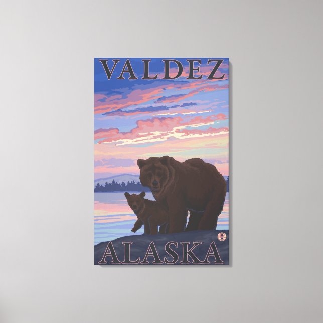 Bear and Cub - Valdez, Alaska Canvas Print (Front)