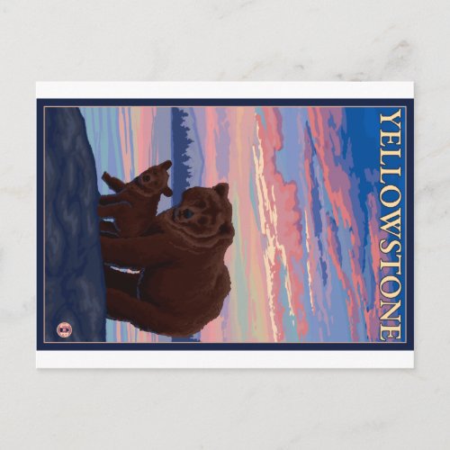 Bear and Cub _ Yellowstone National Park Postcard