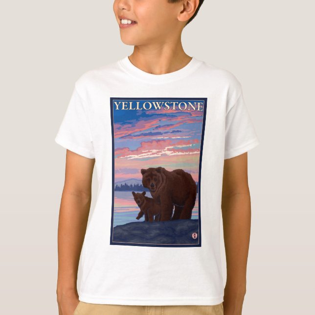 Bear and Cub - Yellowstone National Park T-Shirt (Front)