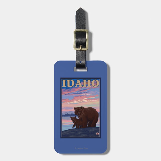 Bear and CubIdahoVintage Travel Poster Luggage Tag (Front Vertical)