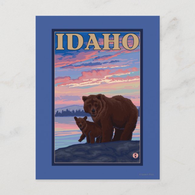 Bear and CubIdahoVintage Travel Poster Postcard (Front)