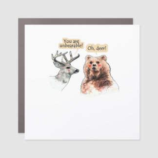 Bear And Deer Conversation Funny Wildlife Design Car Magnet