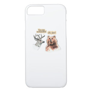 Bear And Deer Conversation Funny Wildlife Design iPhone 8/7 Case