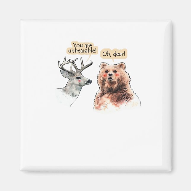 Bear And Deer Conversation Funny Wildlife Design  Magnet (Front)