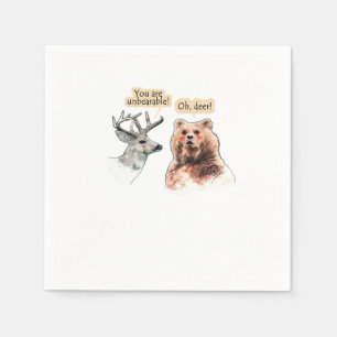 Bear And Deer Conversation Funny Wildlife Design  Napkins