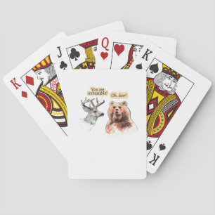 Bear And Deer Conversation Funny Wildlife Design  Poker Cards