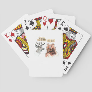 Bear And Deer Conversation Funny Wildlife Design Poker Cards