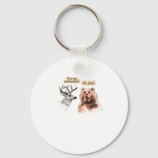 Bear And Deer Conversation Funny Wildlife Keychain