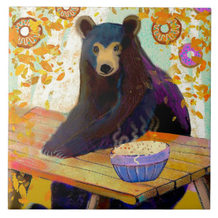 Bear and Donuts Ceramic Tile (6" square)